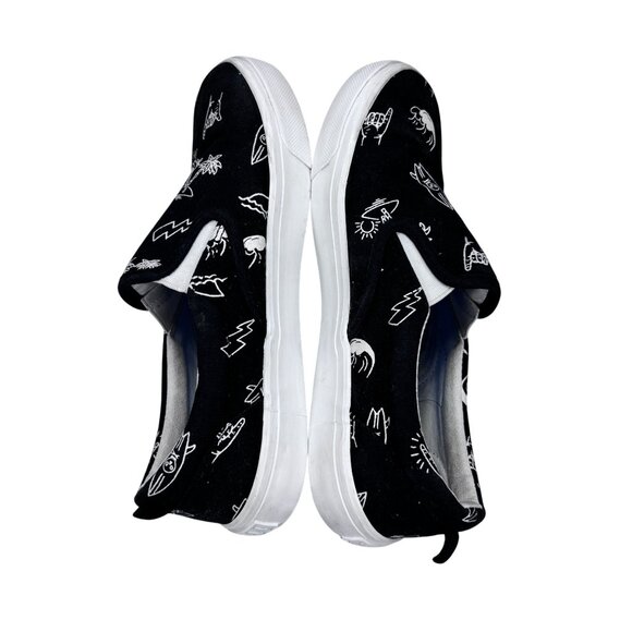 Old Navy Black Graphic Slip-On Shoes Space-Themed Print Canvas Upper Comfortable - Picture 5 of 9